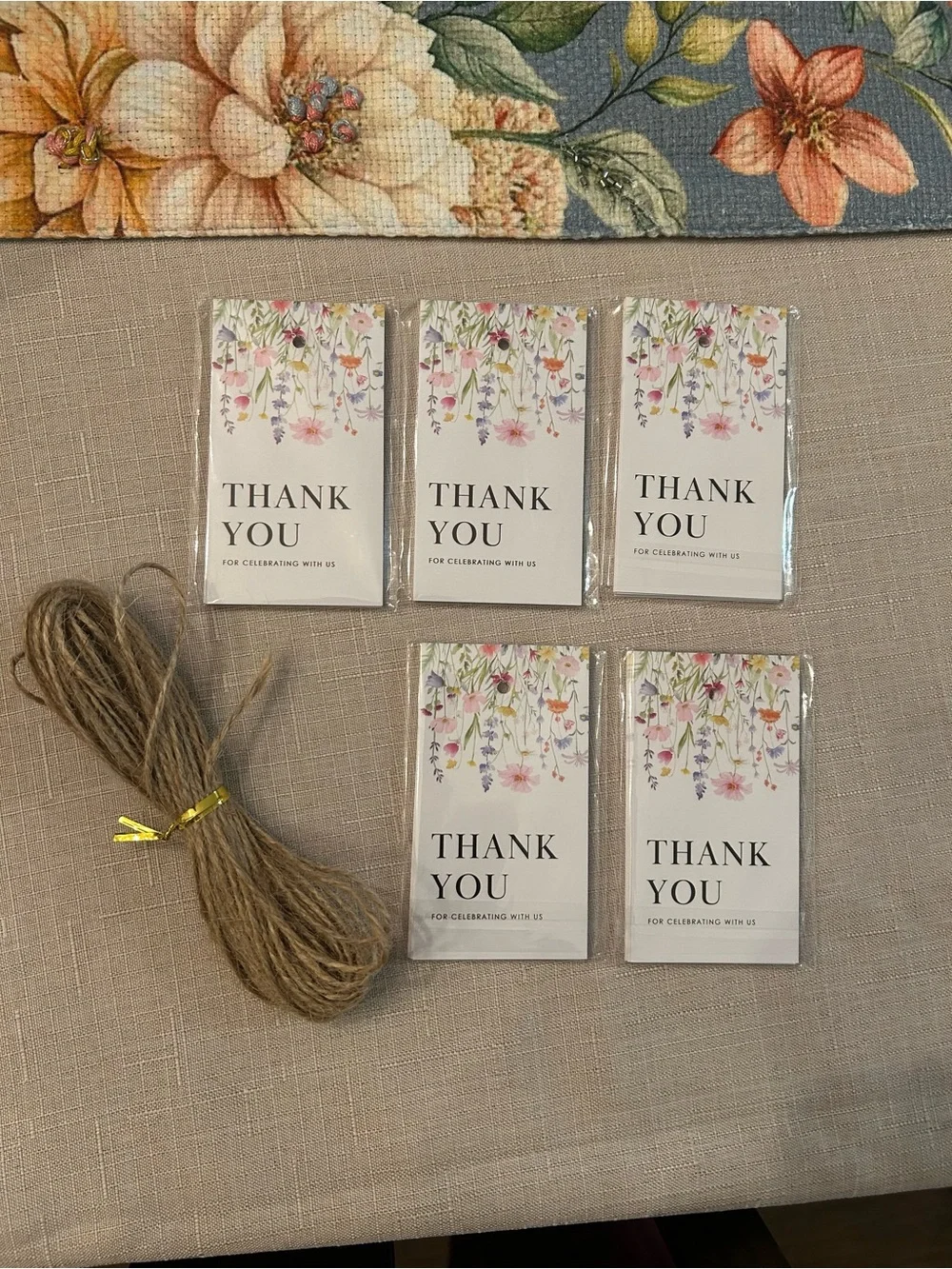 50 Floral Paper Thank You Tags
